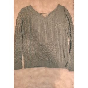 Cute over the shoulder light seafoam green sweater